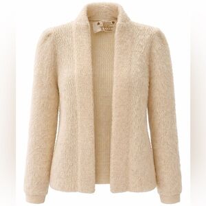 Alafoss Icewool Iceland 100% Wool Cardigan Cream Fuzzy Nordic Sweater Small